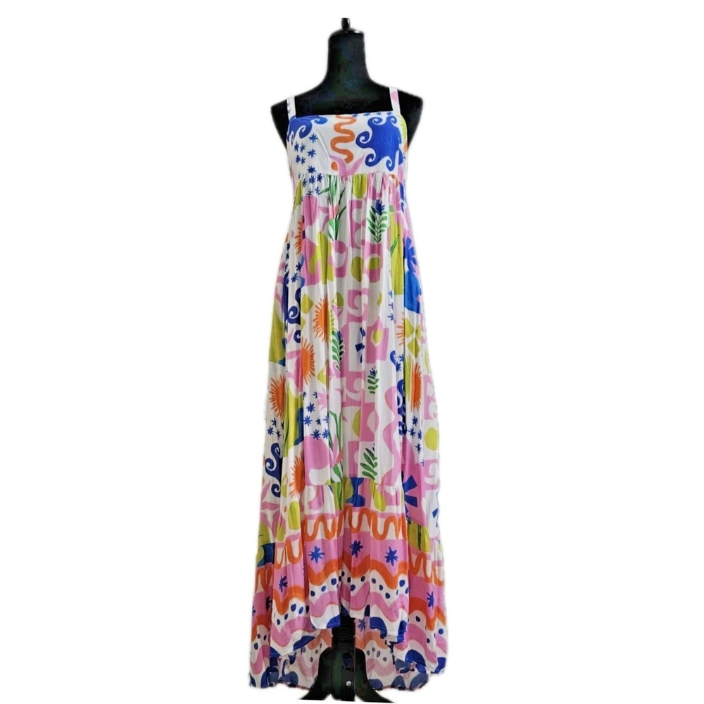 Paper Heart Colorful Maxi Dress with Abstract Print-Size Medium - Picture 4 of 17